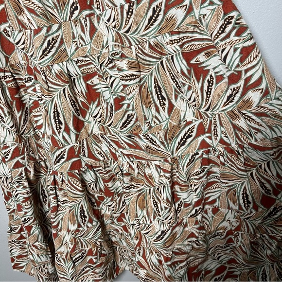 House of Harlow 1960 Women Linen Dress Small Tan Tropical Resort Midi Tiered - Picture 2 of 9